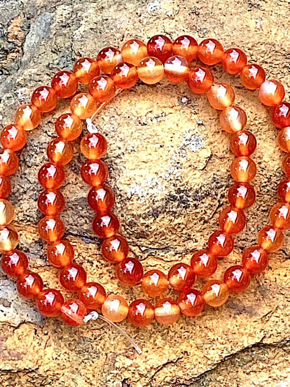 15'' Strand Carnelian 6mm Round Beads, NWT